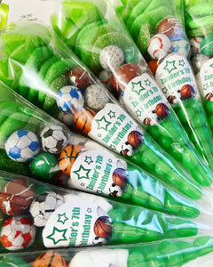 Sports Party Football, Basketball, Golf, Rugby, Tennis - Sweet Cone / Party Bag