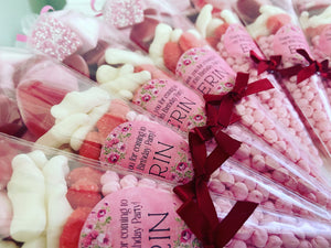 Pink, Red and White Sweet Cone / Party Bag
