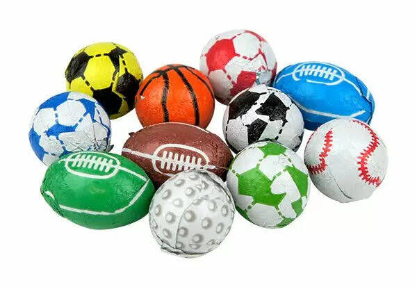 Sports Mix Foiled Chocolates - Football, Rugby, Basketball, Golf, Baseball